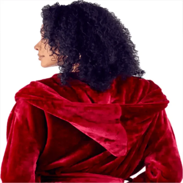 Women Plush Hooded Robe – Spa Comfort