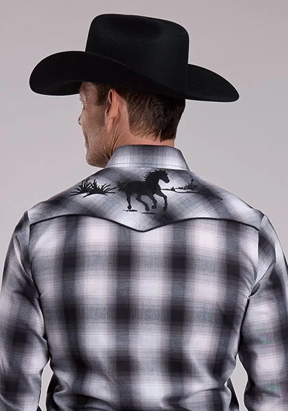 Roper 3112 Plaid (Black/White) - Men&