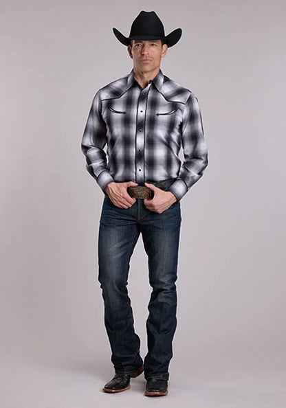Roper 3112 Plaid (Black/White) - Men&