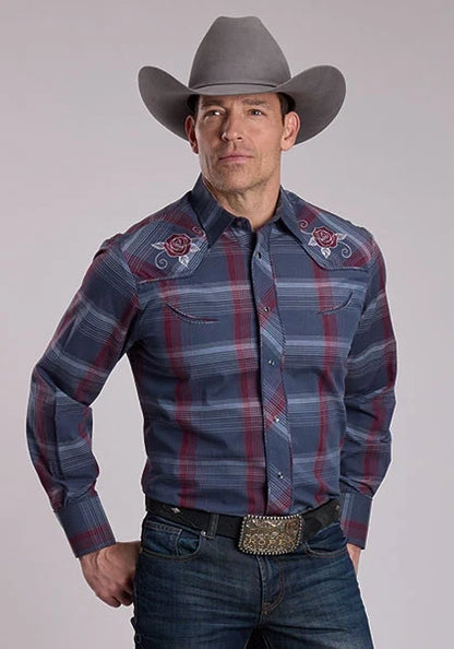 Roper 3114 Plaid (Grey/Wine) - Men&