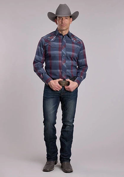 Roper 3114 Plaid (Grey/Wine) - Men&