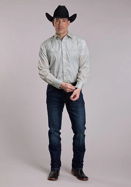 Roper 3268 Solid Broadcloth (Soft Grey) - Men&