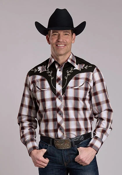 Roper 3279 Plaid (Wine/Black/Tan) - Men&