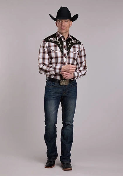 Roper 3279 Plaid (Wine/Black/Tan) - Men&