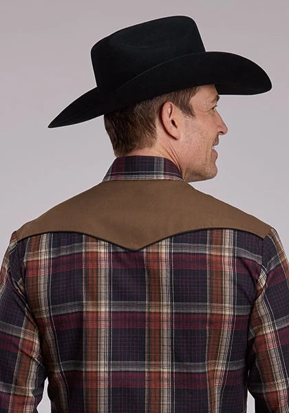 Roper 3115 Plaid (Navy/Brown) - Men&