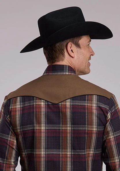 Roper 3115 Plaid (Navy/Brown) - Men&