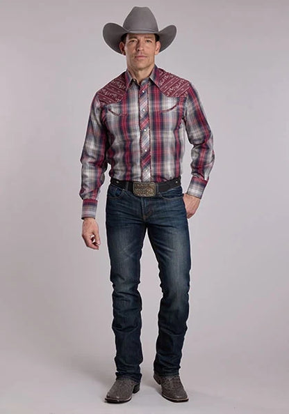 Roper 3117 Plaid (Grey/Red) - Men&