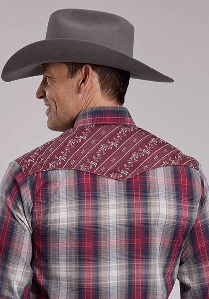 Roper 3117 Plaid (Grey/Red) - Men&