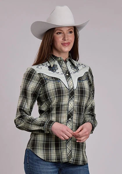 Roper 3276 Plaid (Black/White) - Women&