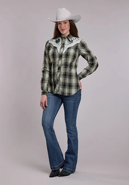Roper 3276 Plaid (Black/White) - Women&