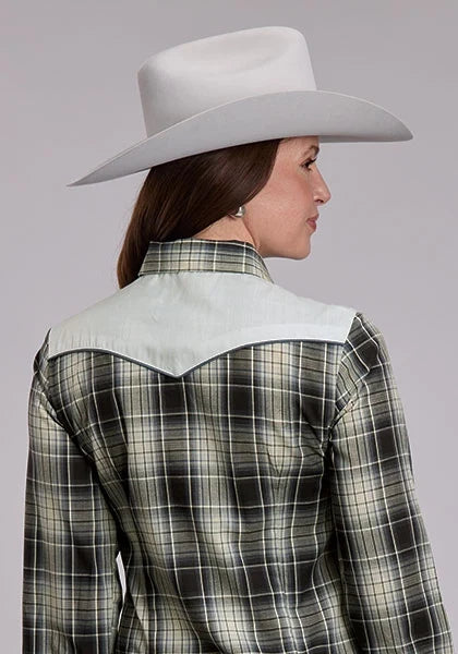 Roper 3276 Plaid (Black/White) - Women&