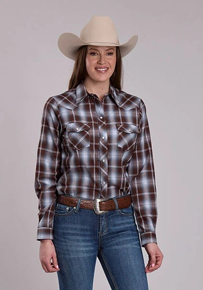 Roper 3280 Plaid (Chocolate/Light Blue) - Women&