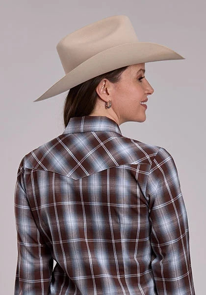 Roper 3280 Plaid (Chocolate/Light Blue) - Women&