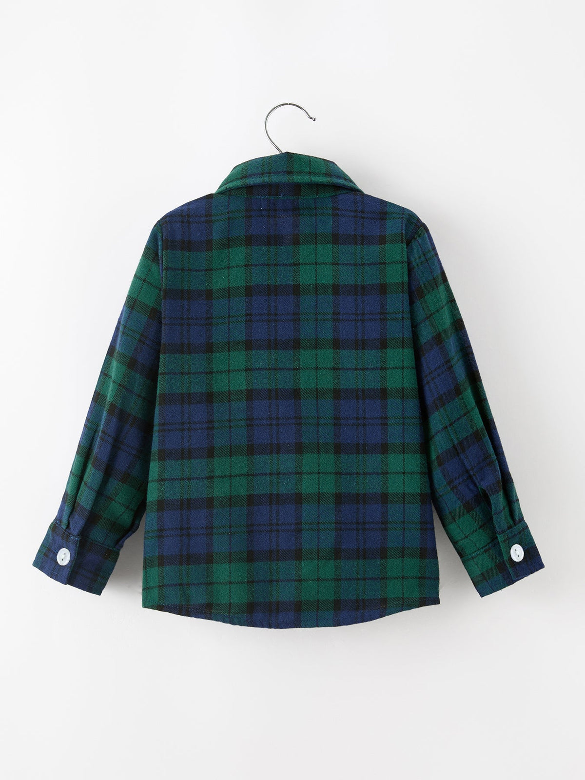Christmas Boys Green &amp; Navy Plaid Button Down Shirt