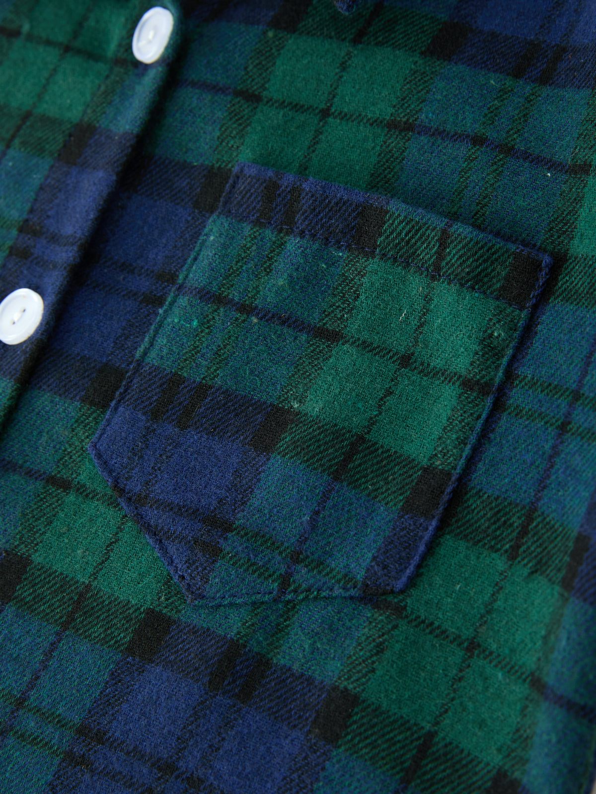 Christmas Boys Green &amp; Navy Plaid Button Down Shirt
