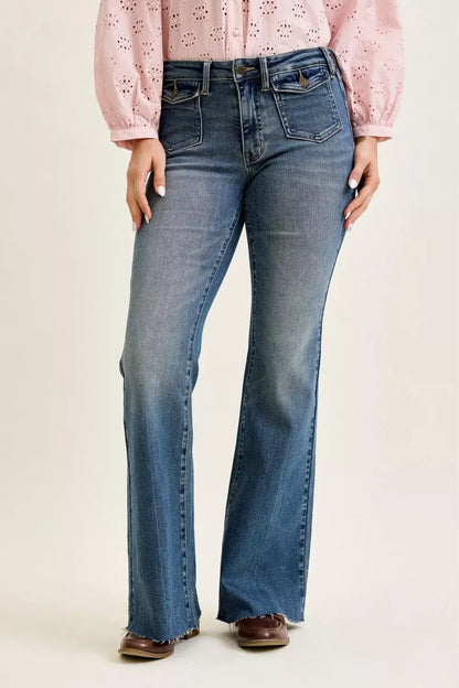 Judy Blue Mid Rise Flare Jeans 