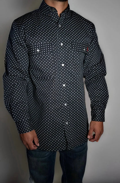 FR Pearl Snap Work Shirt - Reaper Black