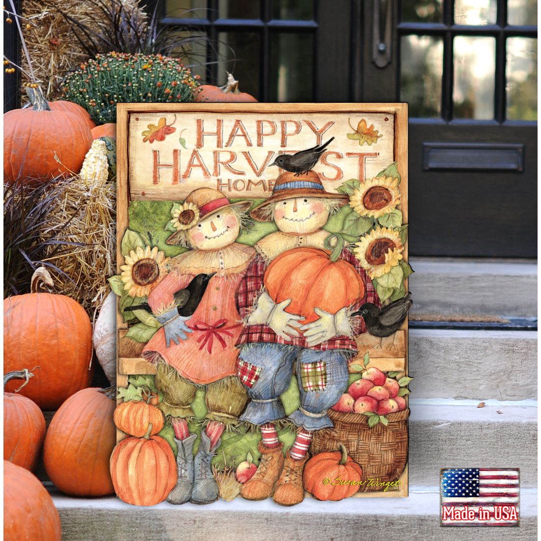 Happy Harvest Halloween Couple Door Decor by Susan Winget - Thanksgiving Halloween Decor - 8471203H-SW
