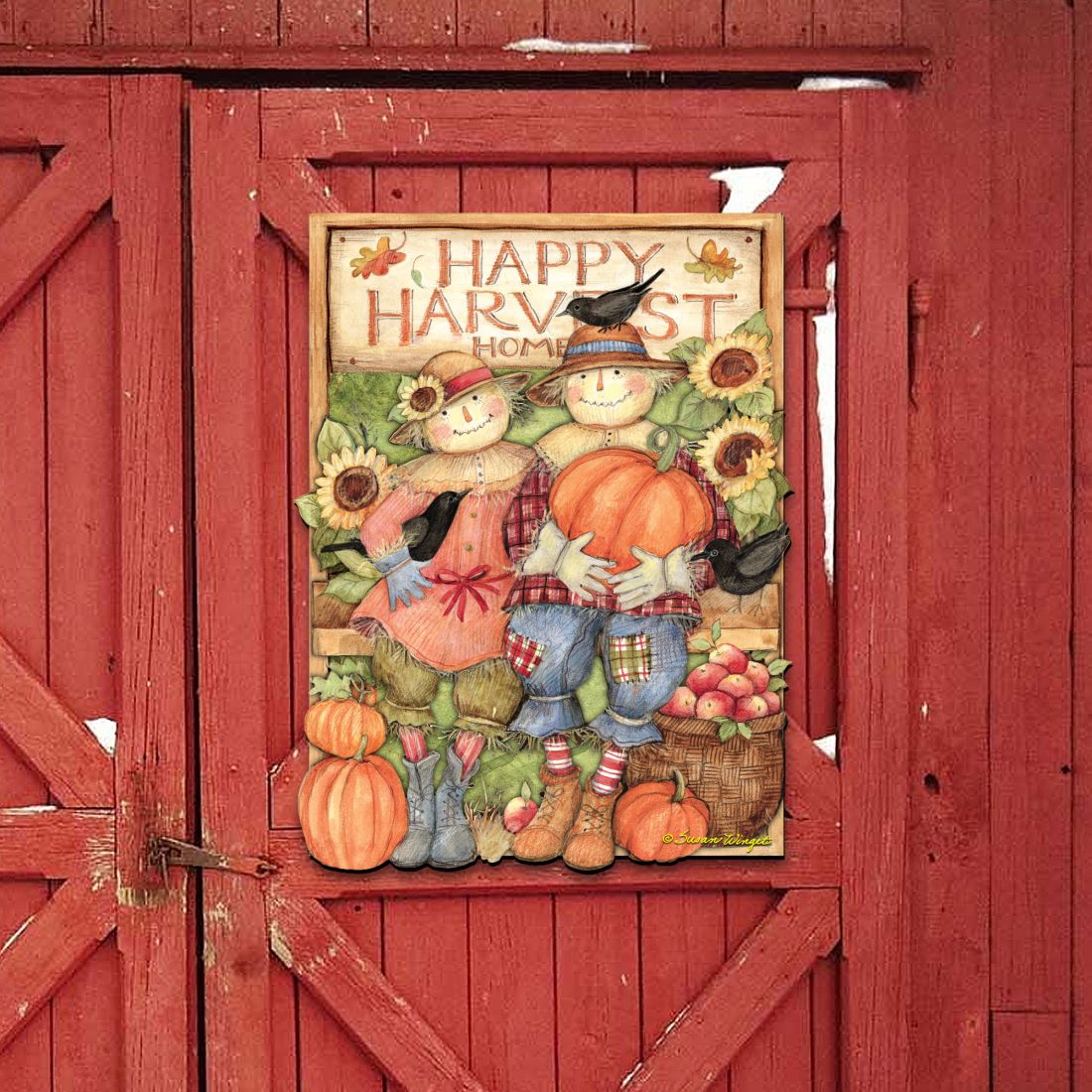 Happy Harvest Halloween Couple Door Decor by Susan Winget - Thanksgiving Halloween Decor - 8471203H-SW