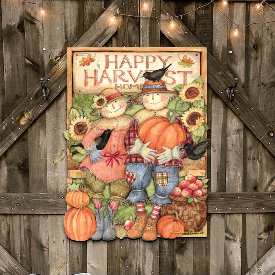 Happy Harvest Halloween Couple Door Decor by Susan Winget - Thanksgiving Halloween Decor - 8471203H-SW