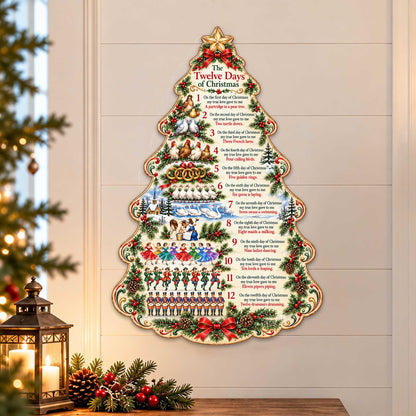Twelve Days of Christmas Wooden Door Hanger – Christmas Tree Wall &amp; Door Décor by G. Debrekht - 8652910H