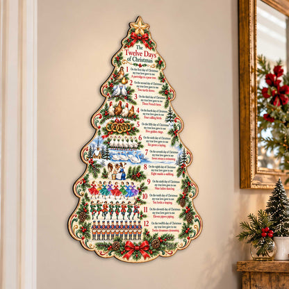 Twelve Days of Christmas Wooden Door Hanger – Christmas Tree Wall &amp; Door Décor by G. Debrekht - 8652910H