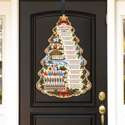 Twelve Days of Christmas Wooden Door Hanger – Christmas Tree Wall &amp; Door Décor by G. Debrekht - 8652910H