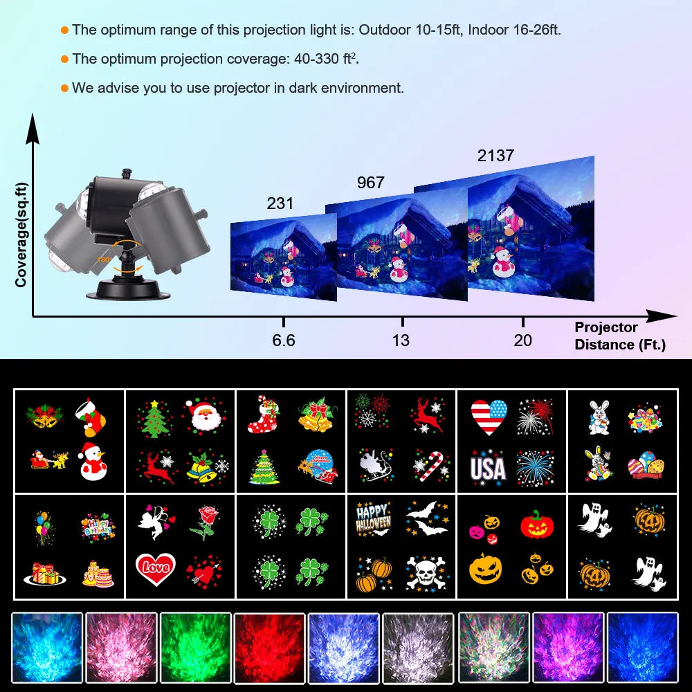 Halloween Christmas Projector Lights – Waterproof Outdoor