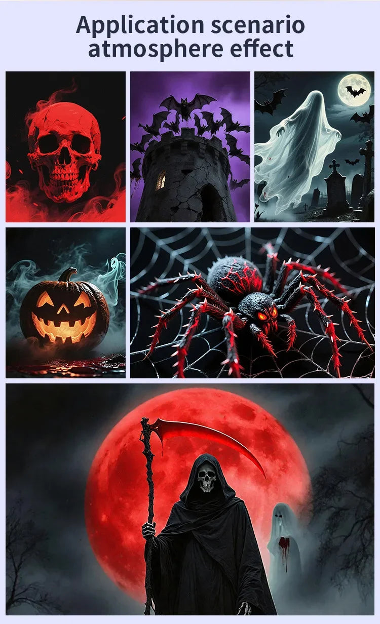 Halloween Moon Projector Light – USB Rotatable Decor