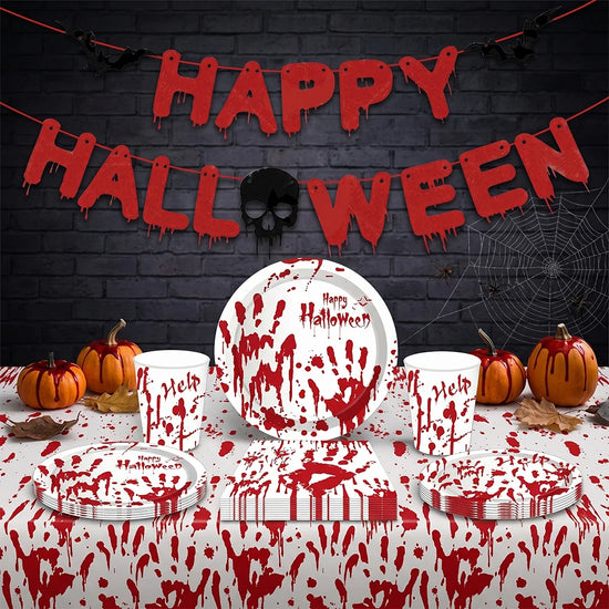 Bloody Handprint Halloween Tableware – Horror Party Set