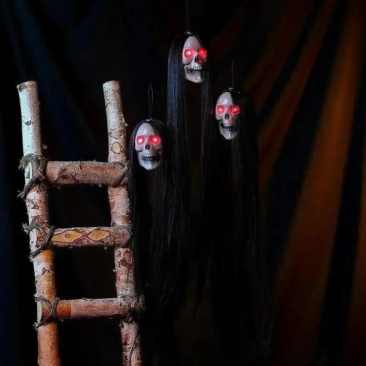 Halloween Hanging Ghost Skeleton – Long Hair Horror Prop