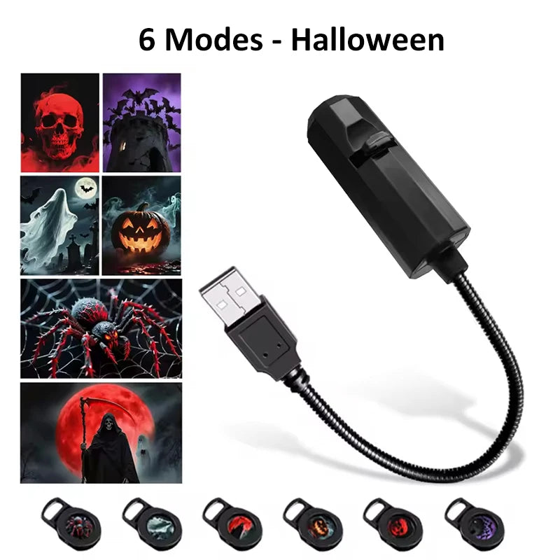 Halloween Moon Projector Light – USB Rotatable Decor