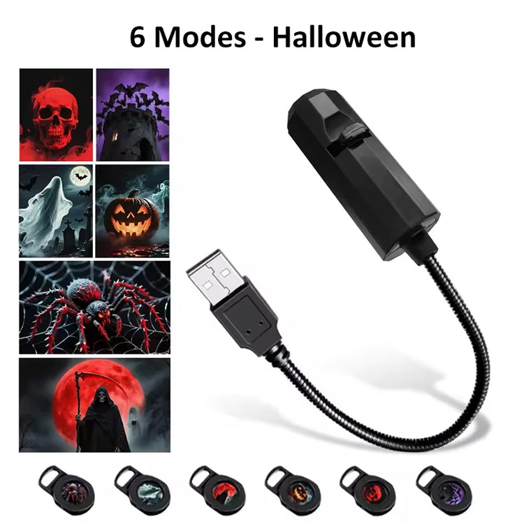 Halloween Moon Projector Light – USB Rotatable Decor