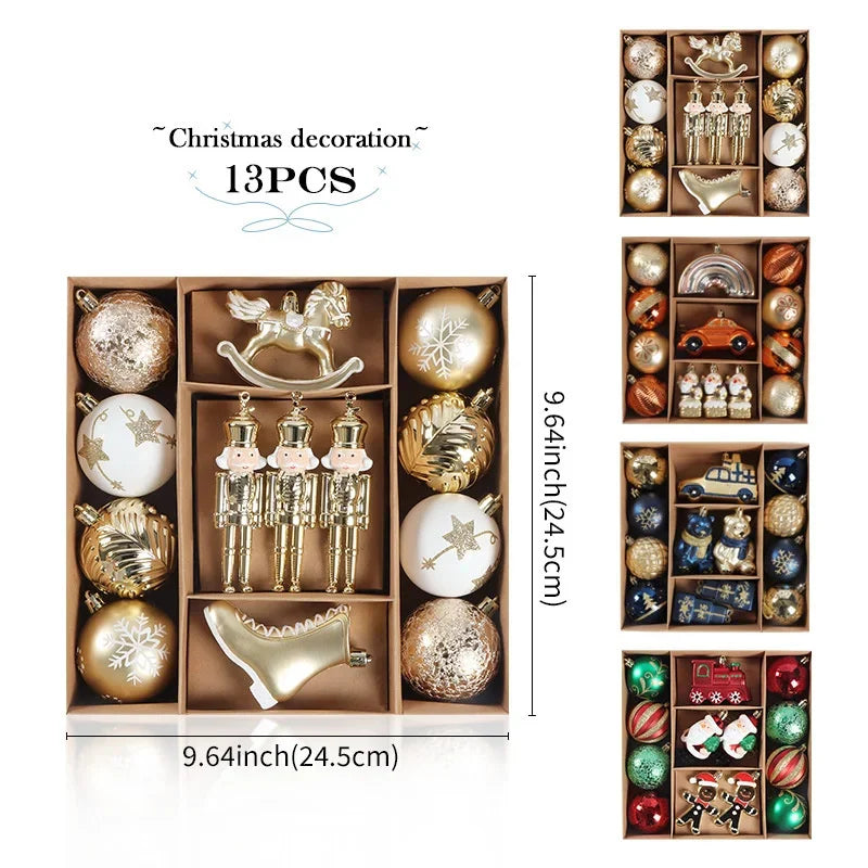 Christmas Ornaments Set – Red, Green & Gold Holiday Decorv