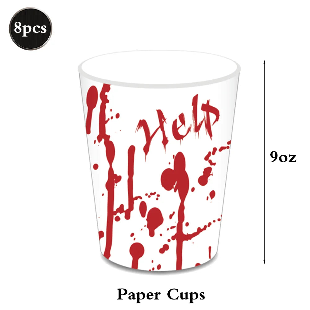 Bloody Handprint Halloween Tableware – Horror Party Set