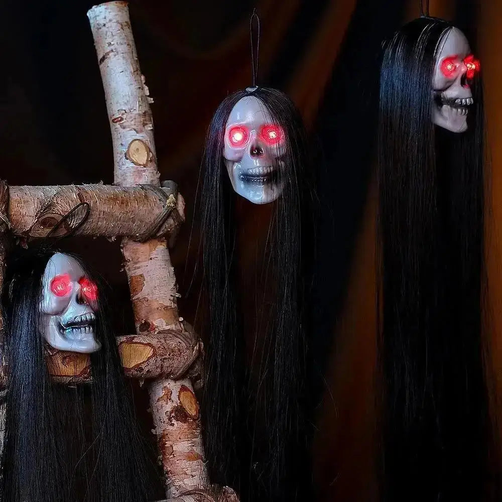 Halloween Hanging Ghost Skeleton – Long Hair Horror Prop