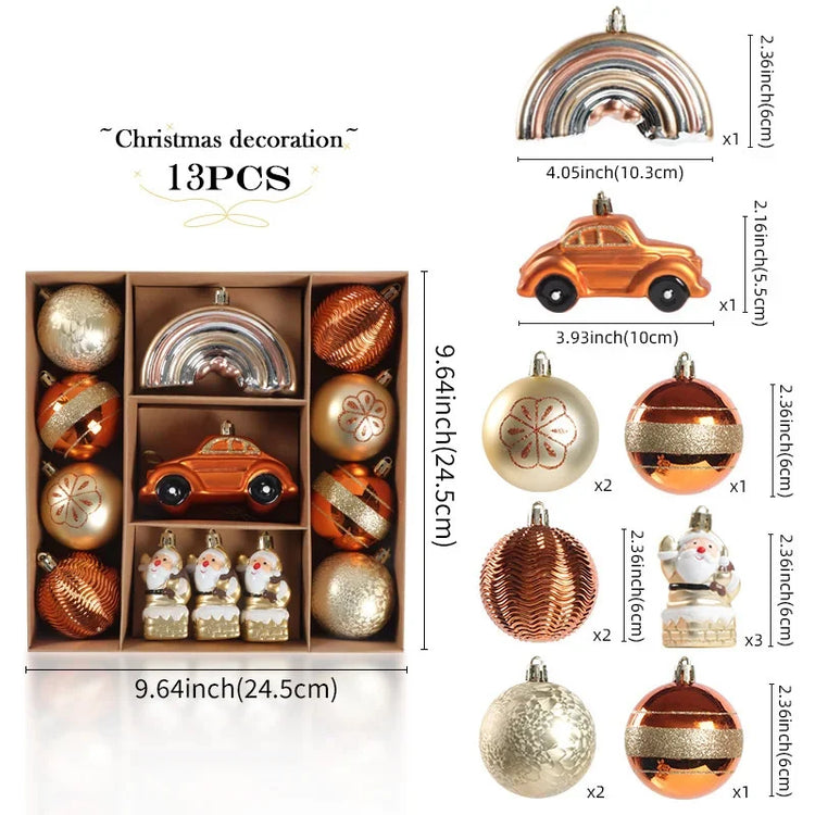 Christmas Ornaments Set – Red Green Gold Holiday Decorations