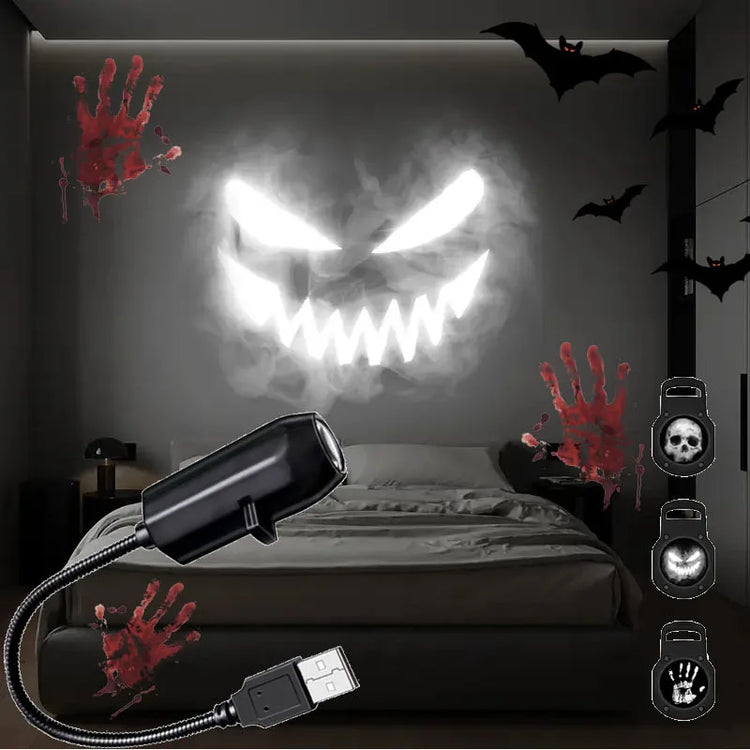 Halloween Moon Projector Light – USB Rotatable Decor