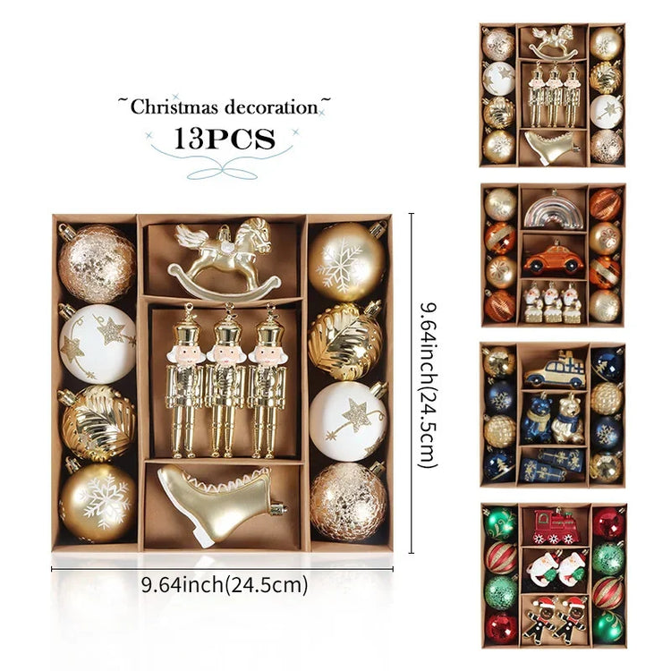 Christmas Ornaments Set – Red Green Gold Holiday Decorations