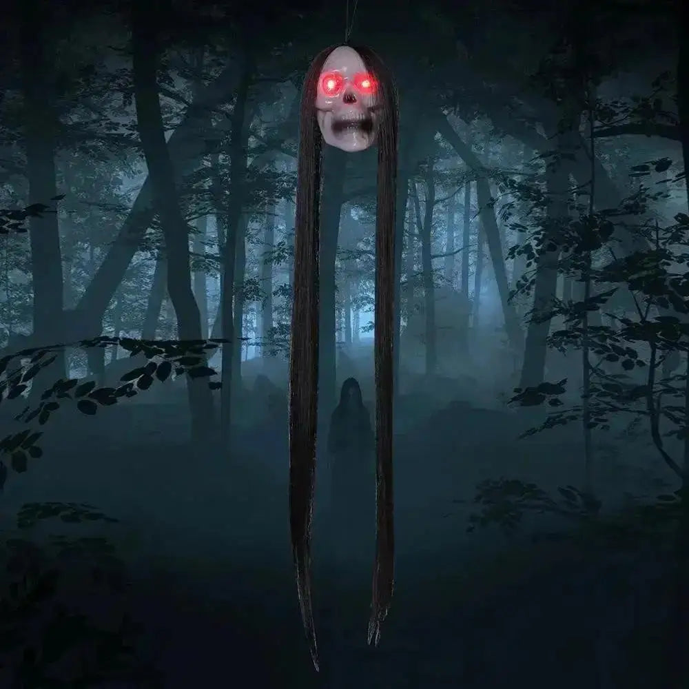 Halloween Hanging Ghost Skeleton – Long Hair Horror Prop