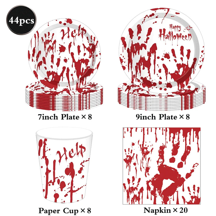 Bloody Handprint Halloween Tableware – Horror Party Set