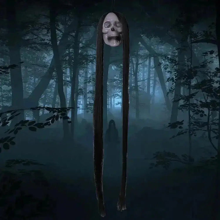 Halloween Hanging Ghost Skeleton – Long Hair Horror Prop