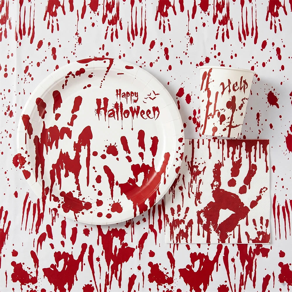 Bloody Handprint Halloween Tableware – Horror Party Set