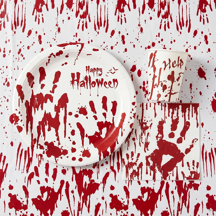 Bloody Handprint Halloween Tableware – Horror Party Set