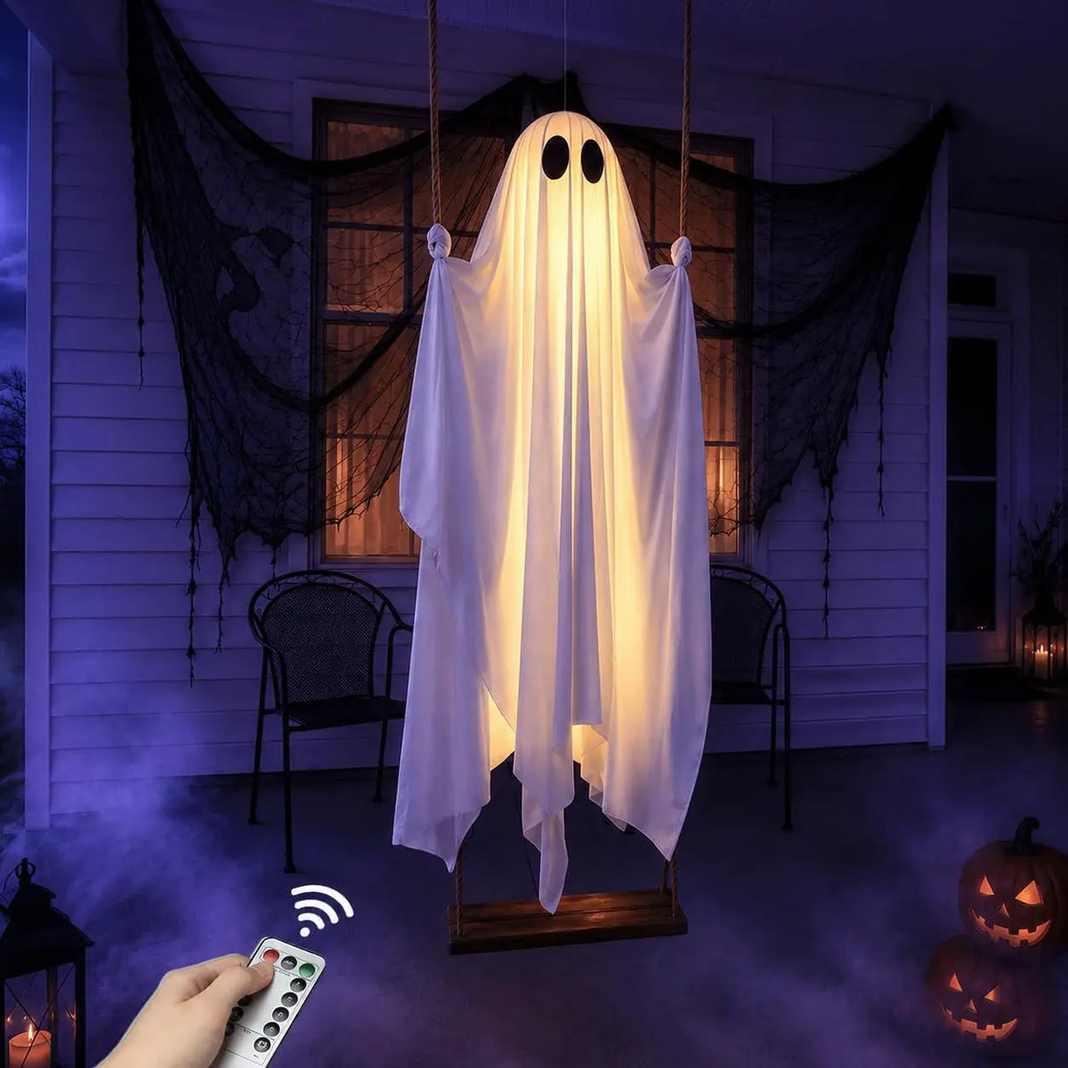Halloween Swing Ghost Decor – Luminous Hanging Prop