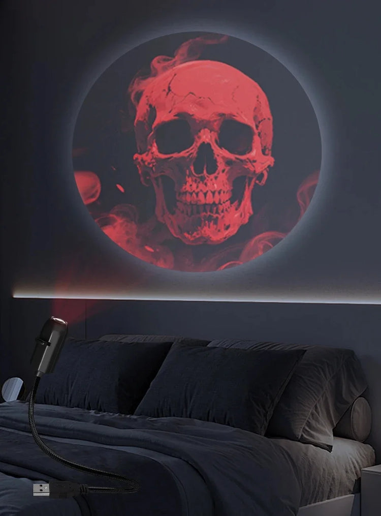 Halloween Moon Projector Light – USB Rotatable Decor