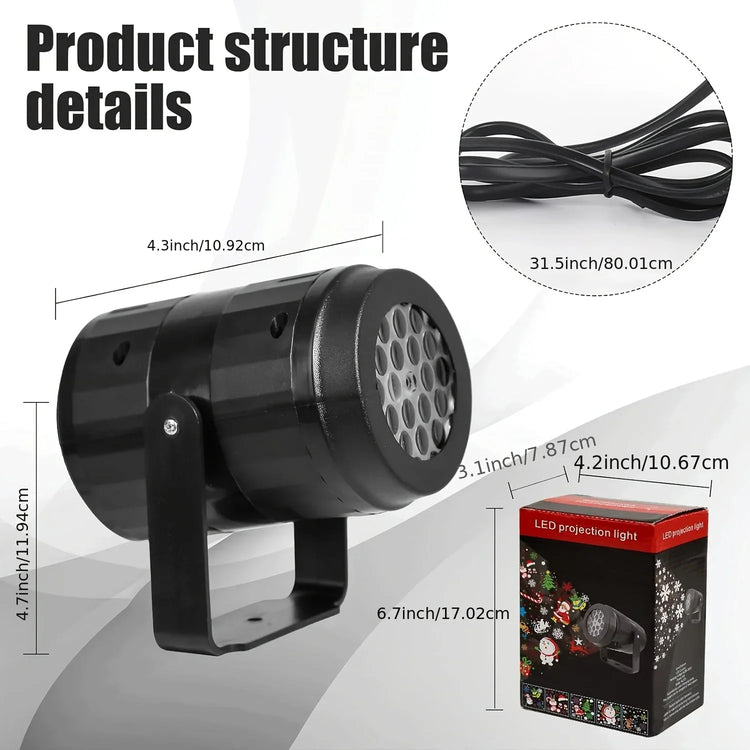 Christmas Projector Lights – 16 Patterns Rotatable LED