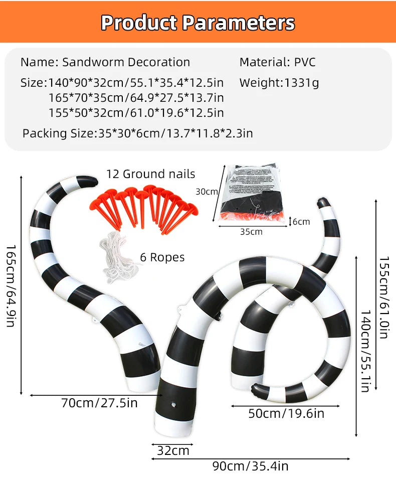 Halloween Inflatable Sandworm – Giant Outdoor Decor