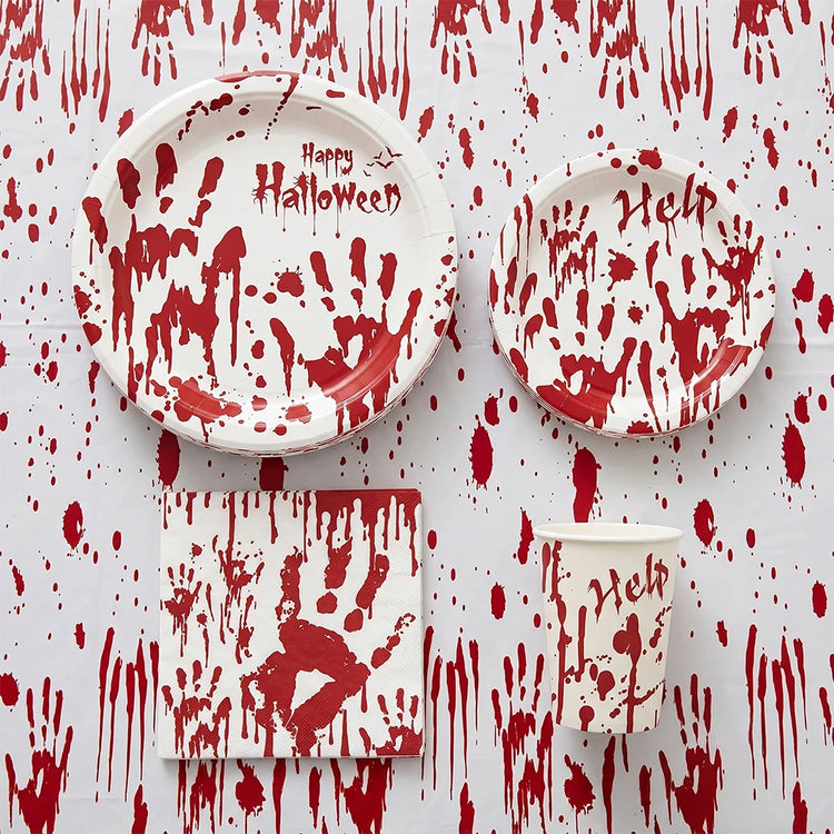 Bloody Handprint Halloween Tableware – Horror Party Set