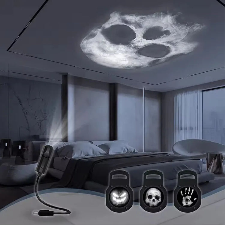 Halloween Moon Projector Light – USB Rotatable Decor
